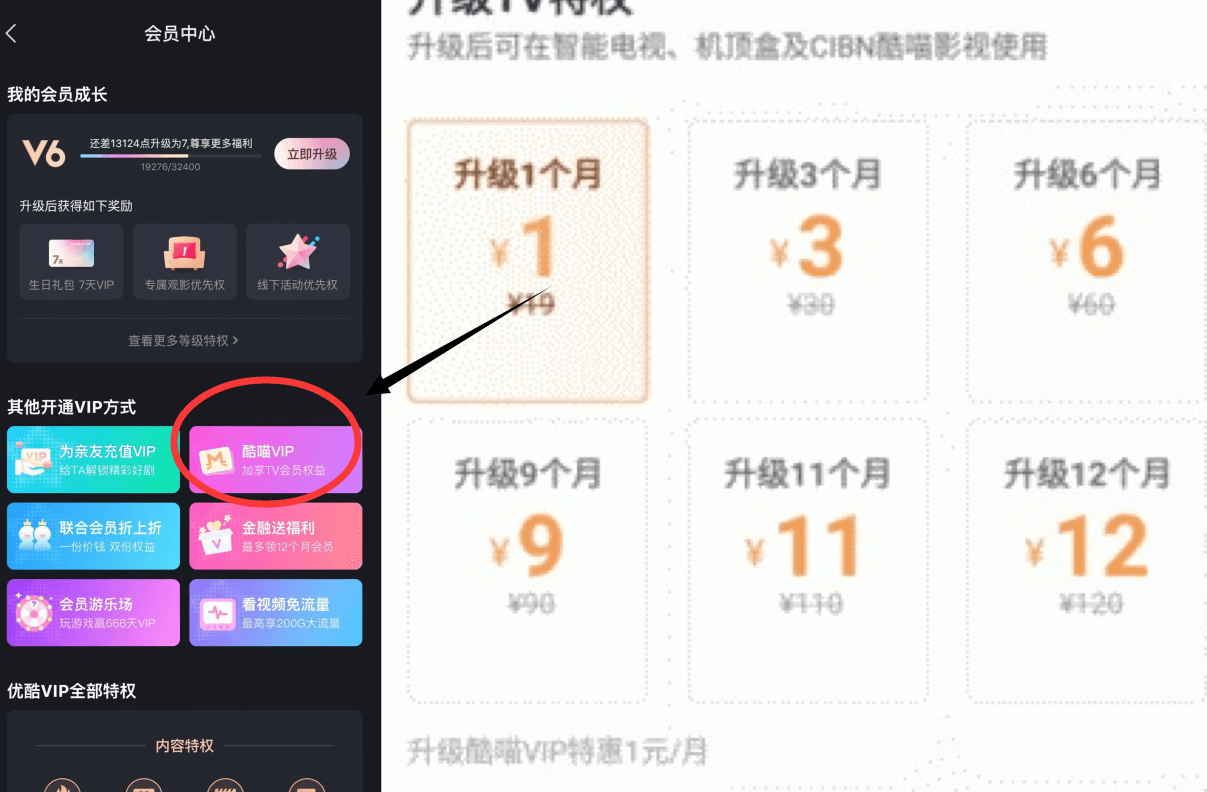 优酷VIP12元升级1年酷喵 仅限安卓